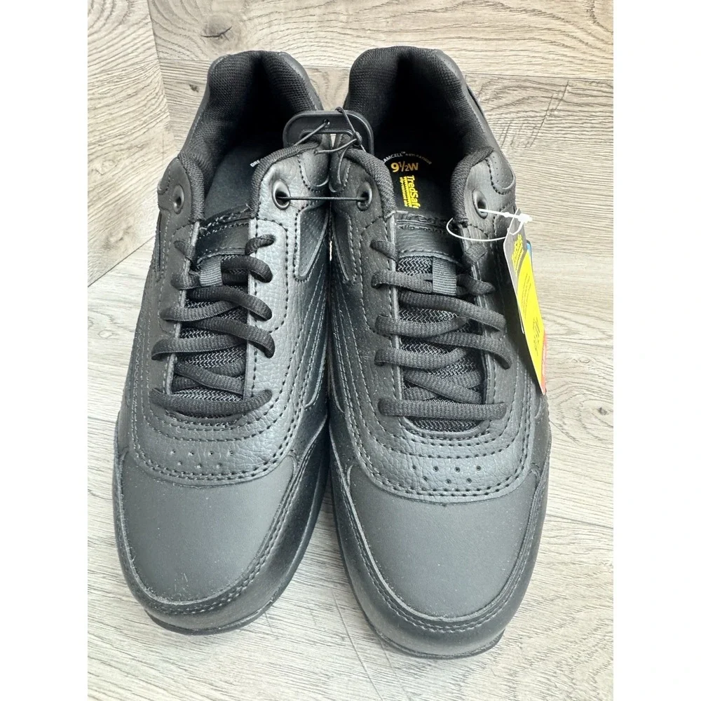 Treadsafe Dustin Non Slip Shoes Men's 9.5 Wide Black Leather Performance Sneaker - Picture 4 of 11